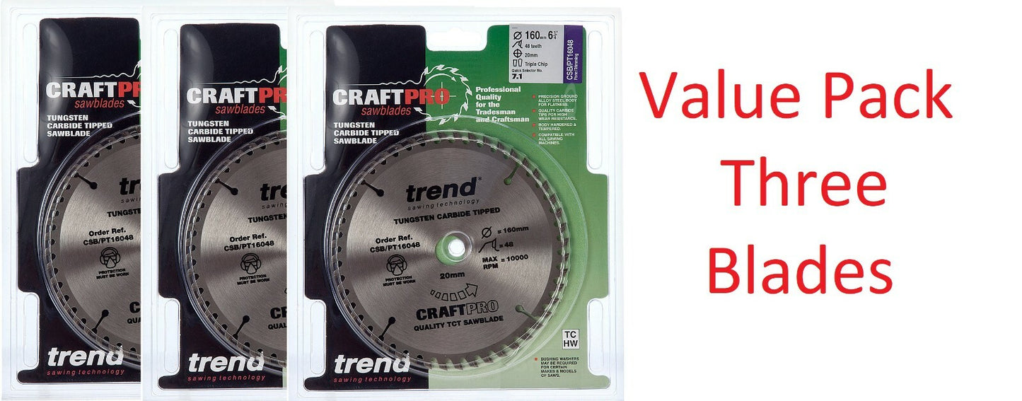TREND PRO 160MM 48T 2.2MM TCT SAW BLADES FESTOOL TS55 PLUNGE CSB/PT16048