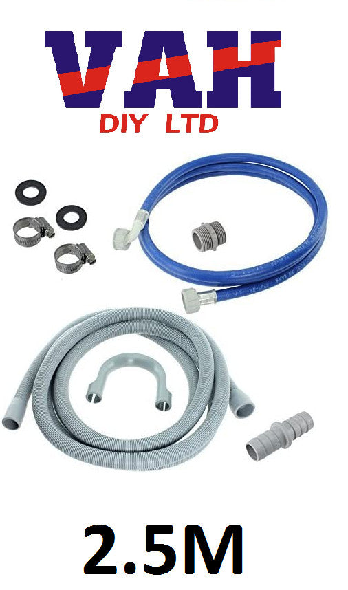 Washing Machine / Dishwasher Universal Fill & Drain Hose Extension Kit 2.5m