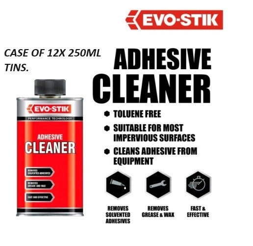 Case 12x Evo-Stik Adhesive Cleaner Solvent Glue Grease Wax Remover ( 191 ) 250ml