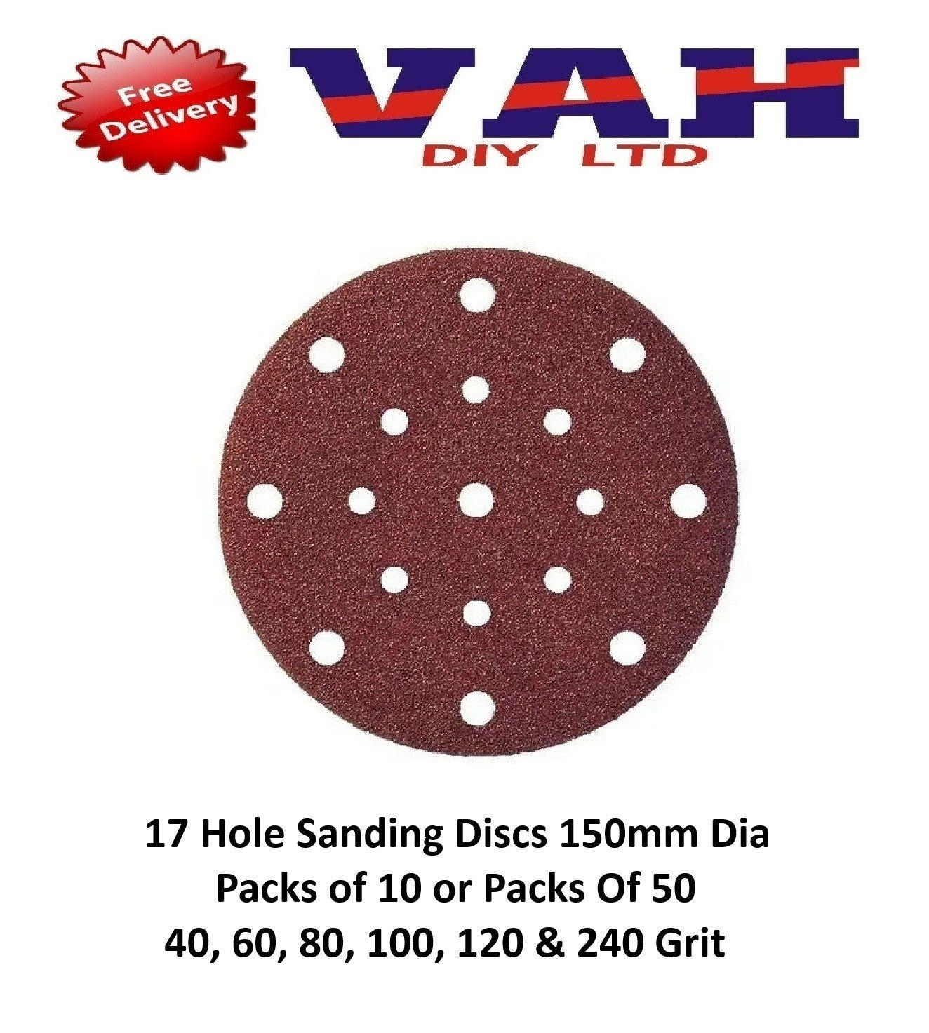 150mm Sanding Discs 17 hole pads 6'' Hook Loop FESTOOL / ROTEX