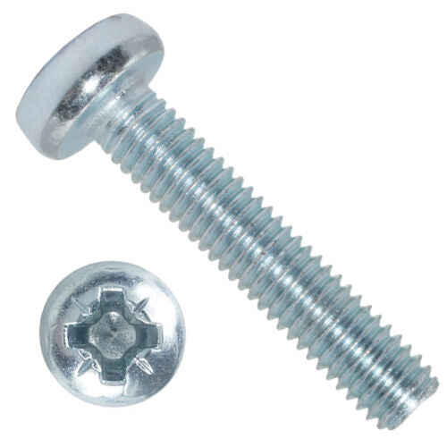 POZI PAN MACHINE SCREWS BZP WITH NYLOC NUTS & WASHERS M3 M4 M5 M6 M8.