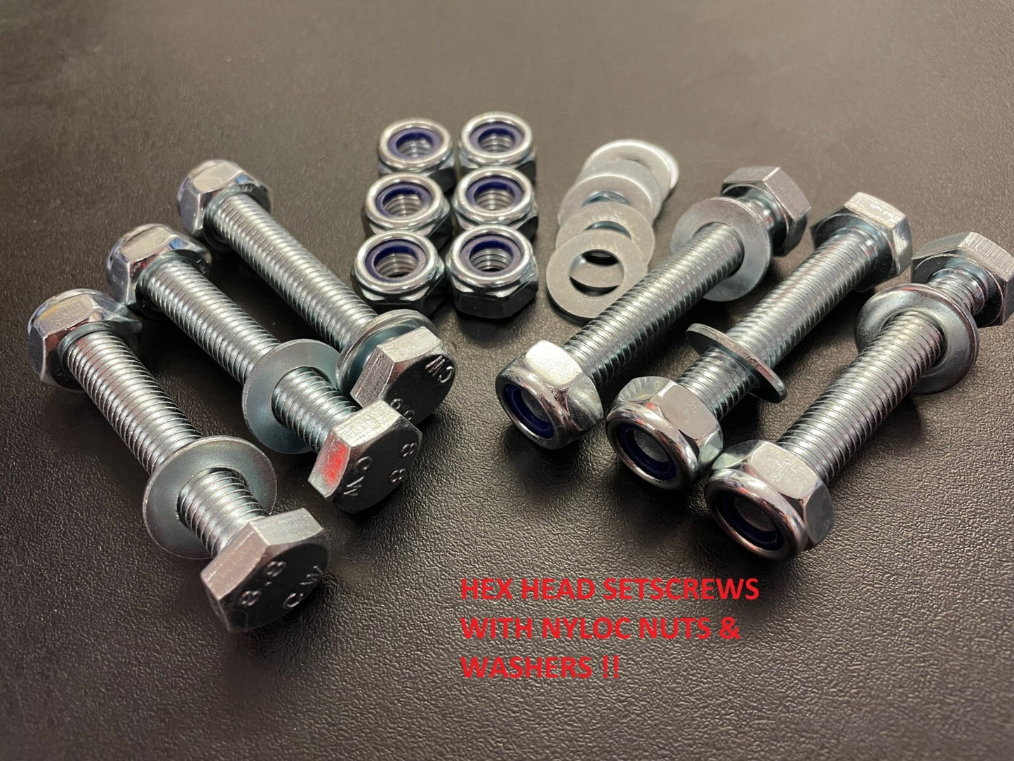 Hex Head Setscrews BZP Fully Threaded Bolts with Nyloc Nuts & Washers M4–M24 8.8