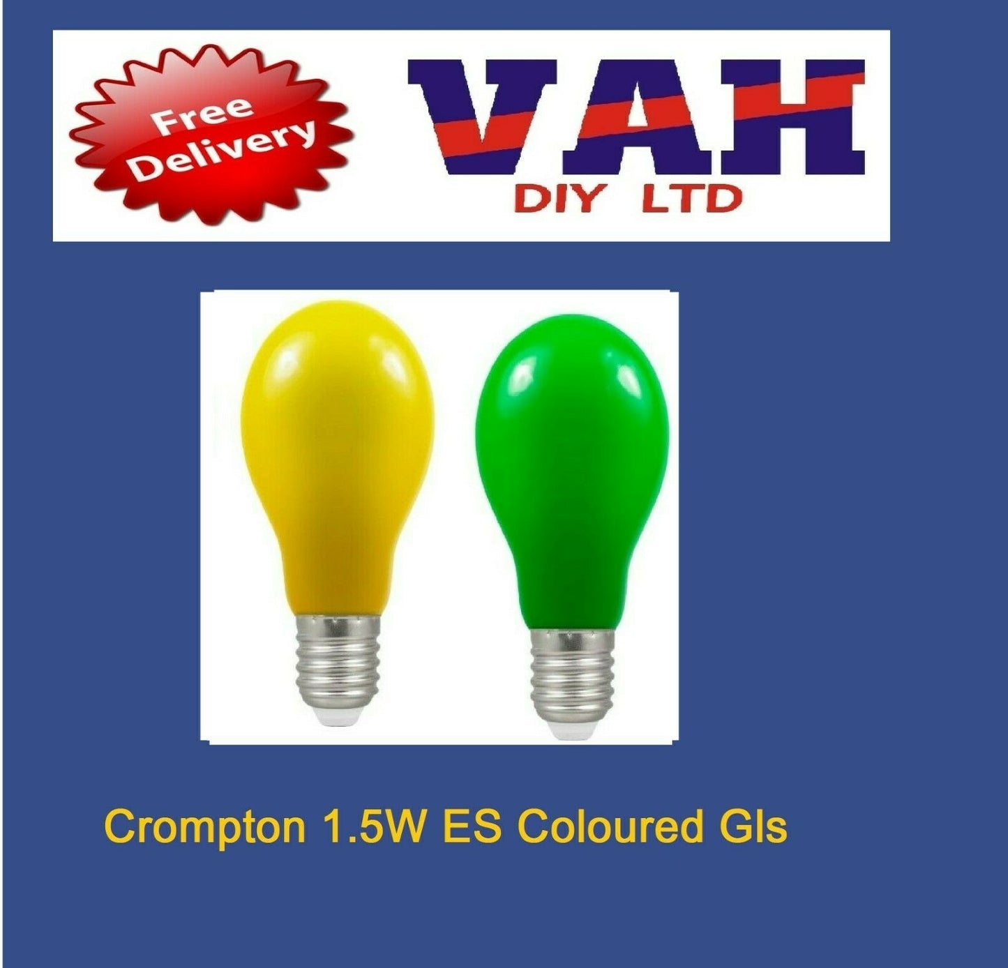 Christmas LED Coloured Light Bulb 1.5W GLS E27 IP65 Decorative Crompton