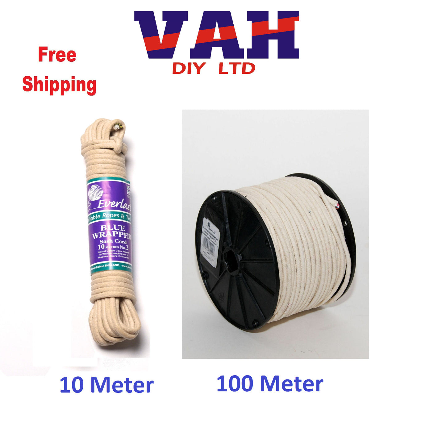 SASH CORD - No.4 100M TRADE REELS - 'EVERLASTO' WAXED COTTON