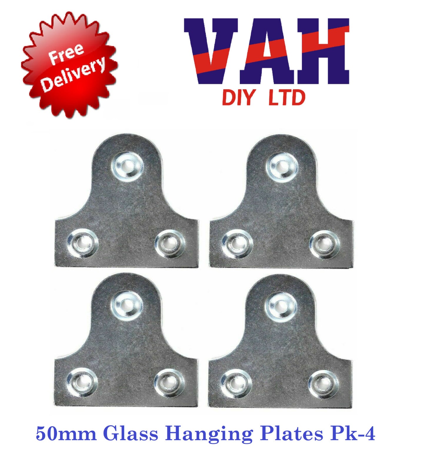 4 x LARGE MIRROR/GLASS HANGING PLATES SET 50mm Picture Frame Flat Hanger Bracket