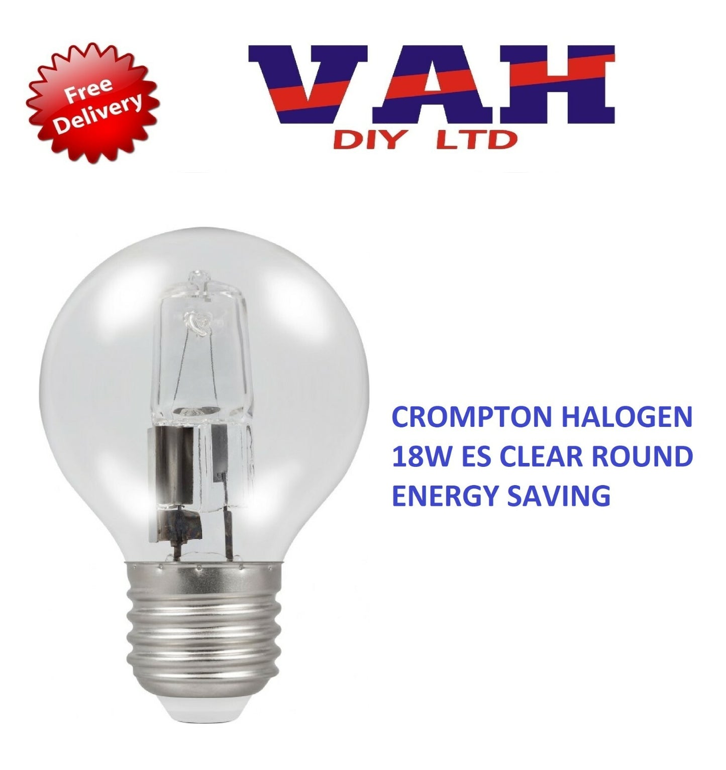 Compton 18W Halogen Golf Ball Lamp Pack 10 Warm White