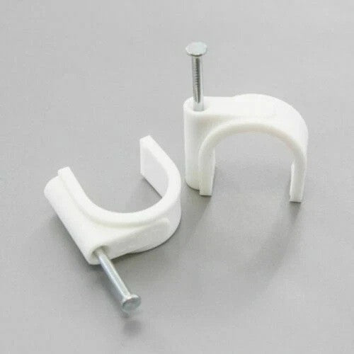 Round White Cable clip Wire Clips 14mm - 20mm