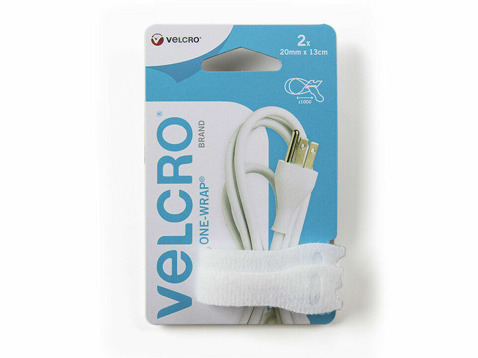 Velcro One Wrap Ties 20mm x 13cm White x 2 VEL-EC60803