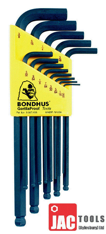 Bondhus 13 Piece Imperial Ball End Hex Allen Key Set Long .050- 3/8" BLX13 10937