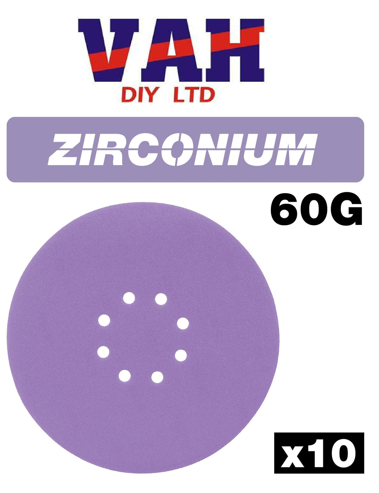 Trend 225mm Zirconium Random Orbital Sanding Disc 60g 10 Pack