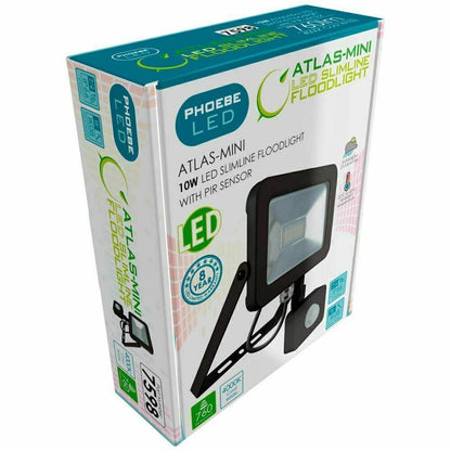 Crompton Phoebe LED Atlas Mini Slimline Security Floodlight Black PIR 10W IP66