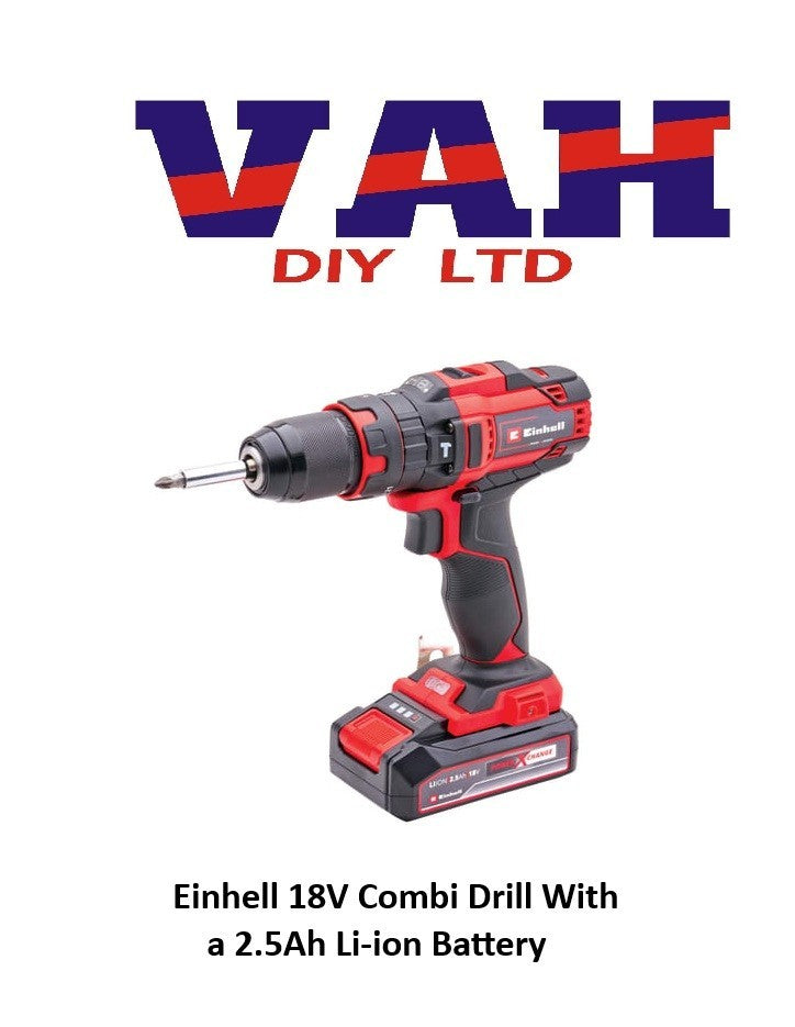 Einhell 18V Combi Drill With a 2.5Ah Li-ion Battery XMS25PXCOMBI