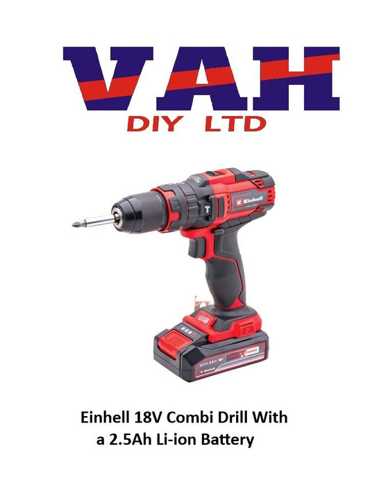 Einhell 18V Combi Drill With a 2.5Ah Li-ion Battery XMS25PXCOMBI
