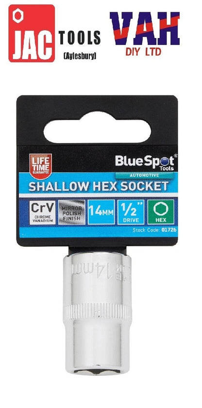 BlueSpot Deep Socket 1/2" Drive 6 Point Hex Individual Chrome CrV Choose Size