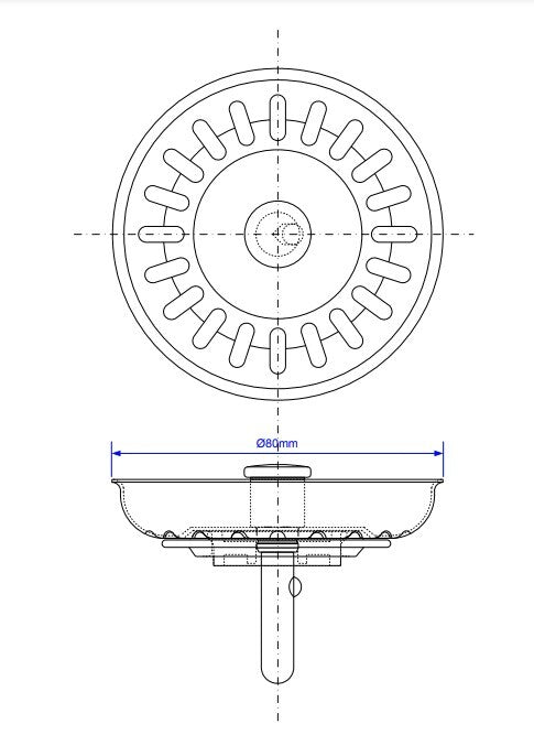 Kitchen Sink Strainer Basket Plug Fits McAlpine BWSTSS-TOP