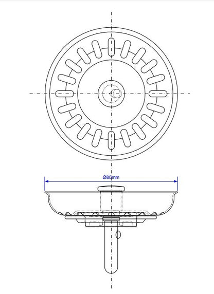 Kitchen Sink Strainer Basket Plug Fits McAlpine BWSTSS-TOP