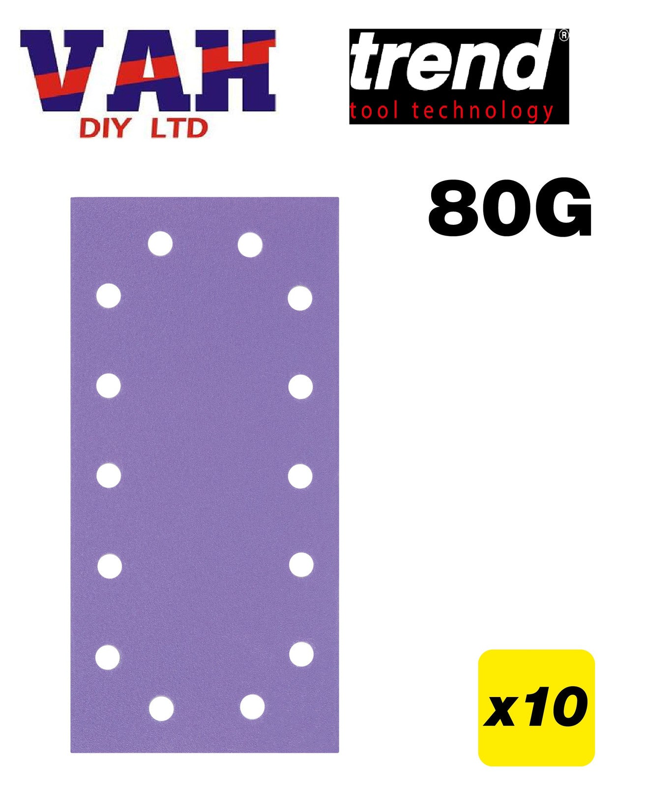 Trend 115mm x 230mm 1/2 Sheet Sanding Pad 80g 10 Pack – YAH DIY LTD