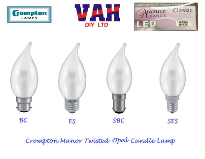 Crompton  3W, Non-Dimmable Manor House Flared Candle Lamp Clear or Opal