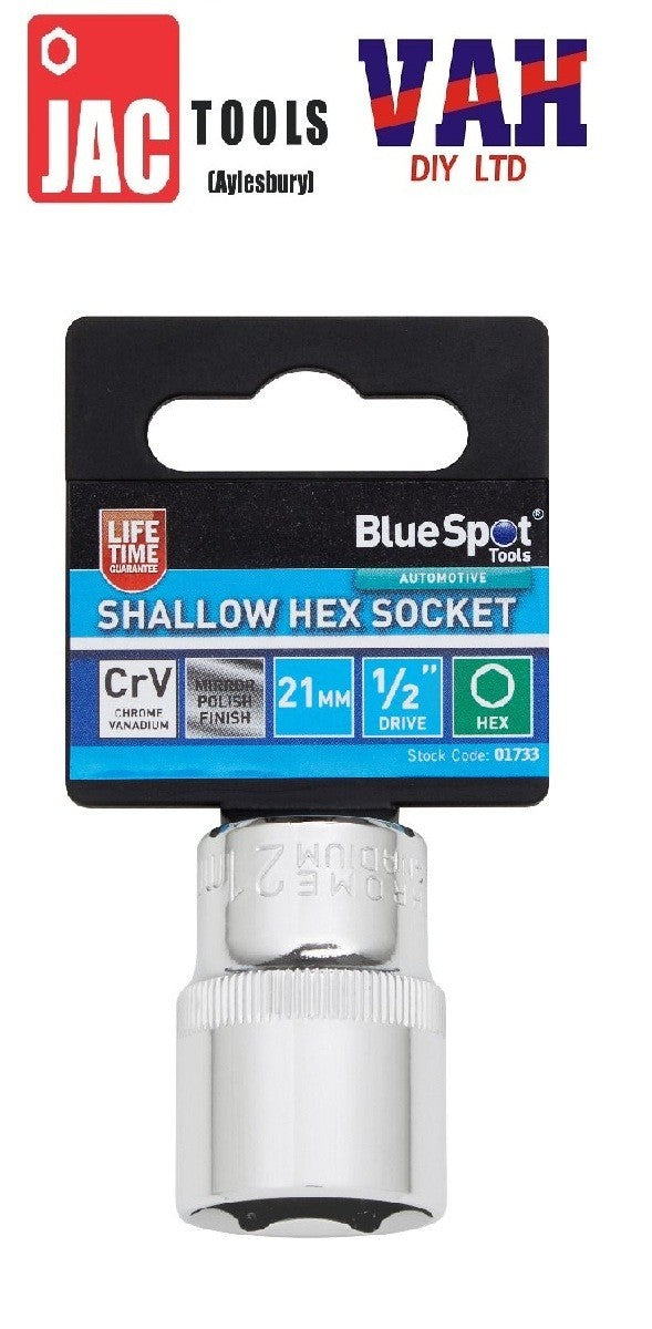 BlueSpot Deep Socket 1/2" Drive 6 Point Hex Individual Chrome CrV Choose Size