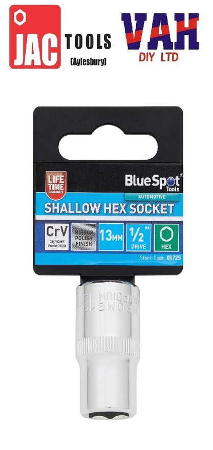 BlueSpot Deep Socket 1/2" Drive 6 Point Hex Individual Chrome CrV Choose Size