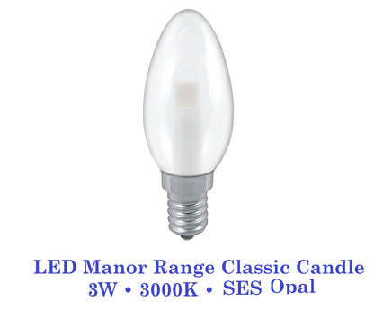 Crompton  3W, Non-Dimmable Manor House Candle Lamp Clear or Opal