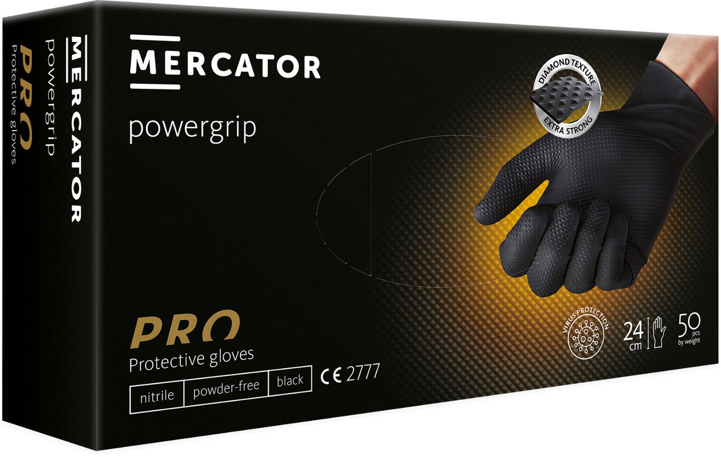 BOX NITRILE BLACK / ORANGE DIAMOND GRIP GLOVES STRONG 5.2 & 7 MIL THICK MECHANIC