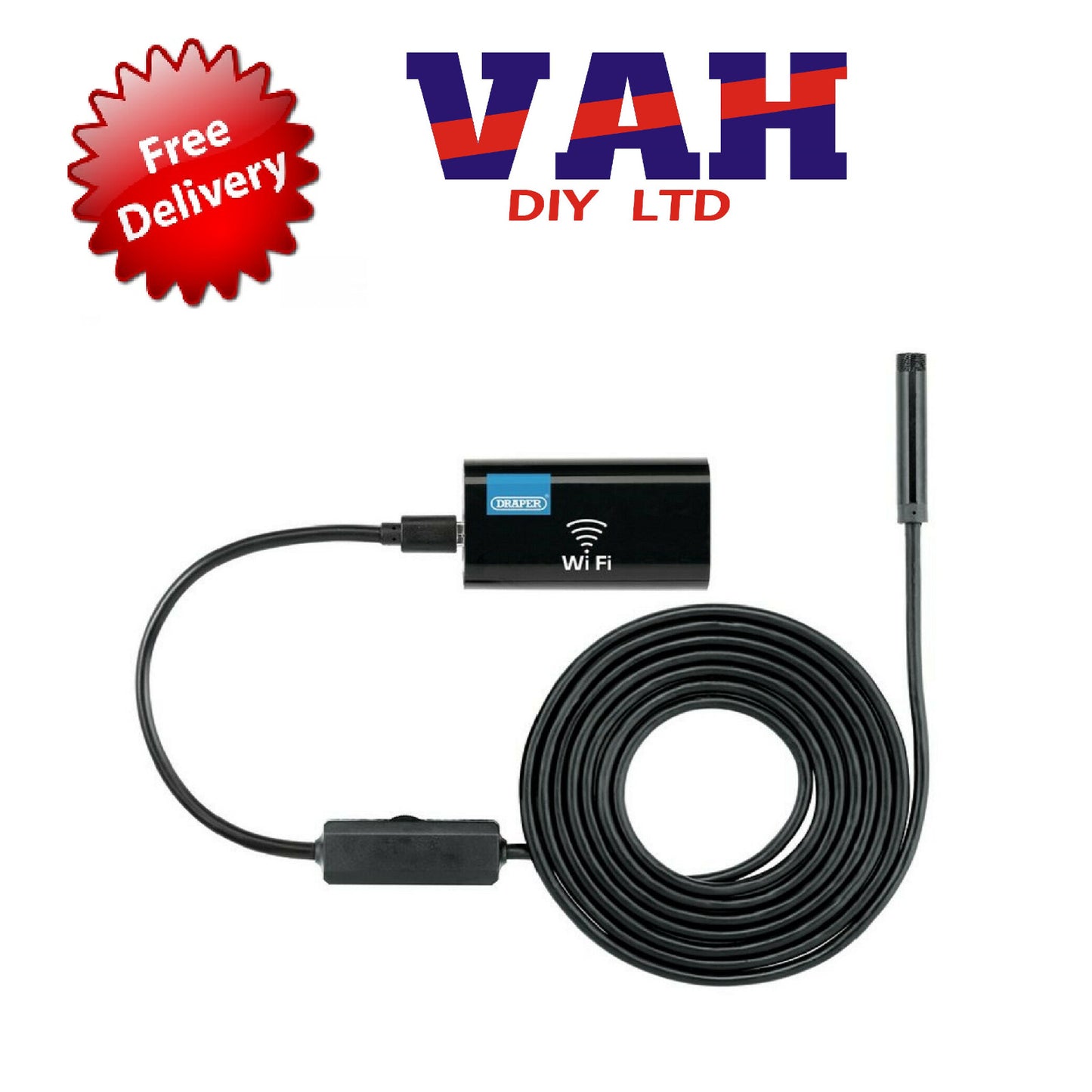 Draper Compact Rechargeable Wifi Endoscope Inspection Camera IP67 3.5m (91648)