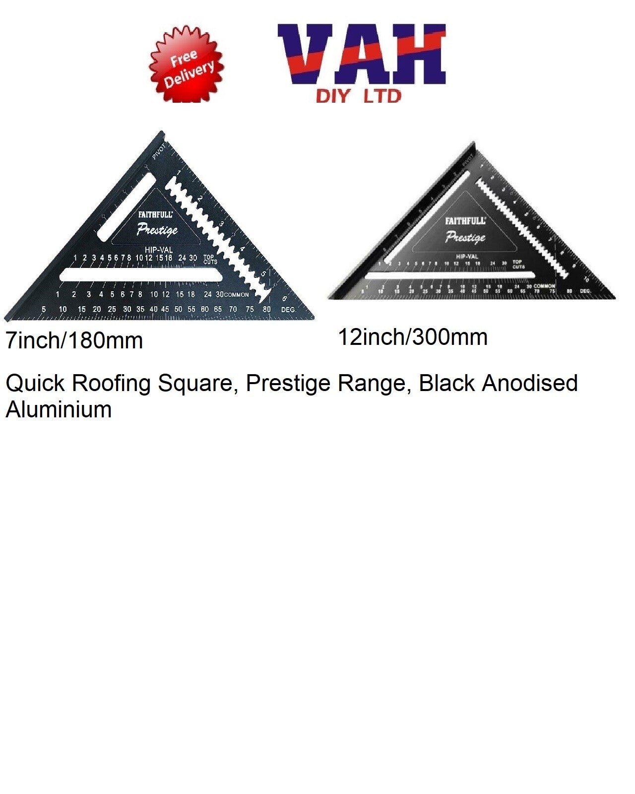 Faithfull Prestige Quick Square Black Aluminium 178mm (7in)