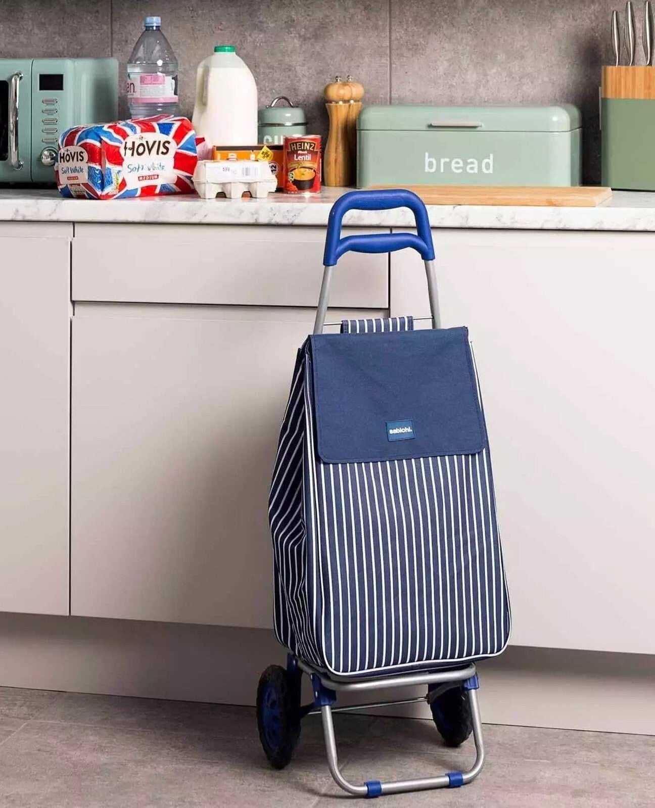 Sabichi Boucherie Blue And White Stripe Shopping Trolley