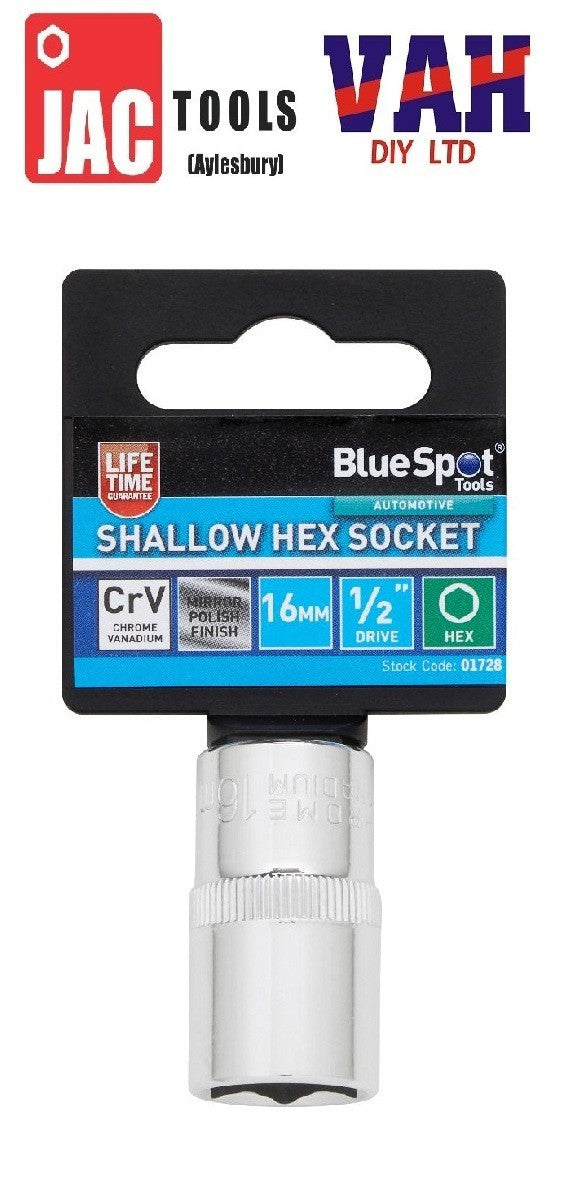 BlueSpot Deep Socket 1/2" Drive 6 Point Hex Individual Chrome CrV Choose Size
