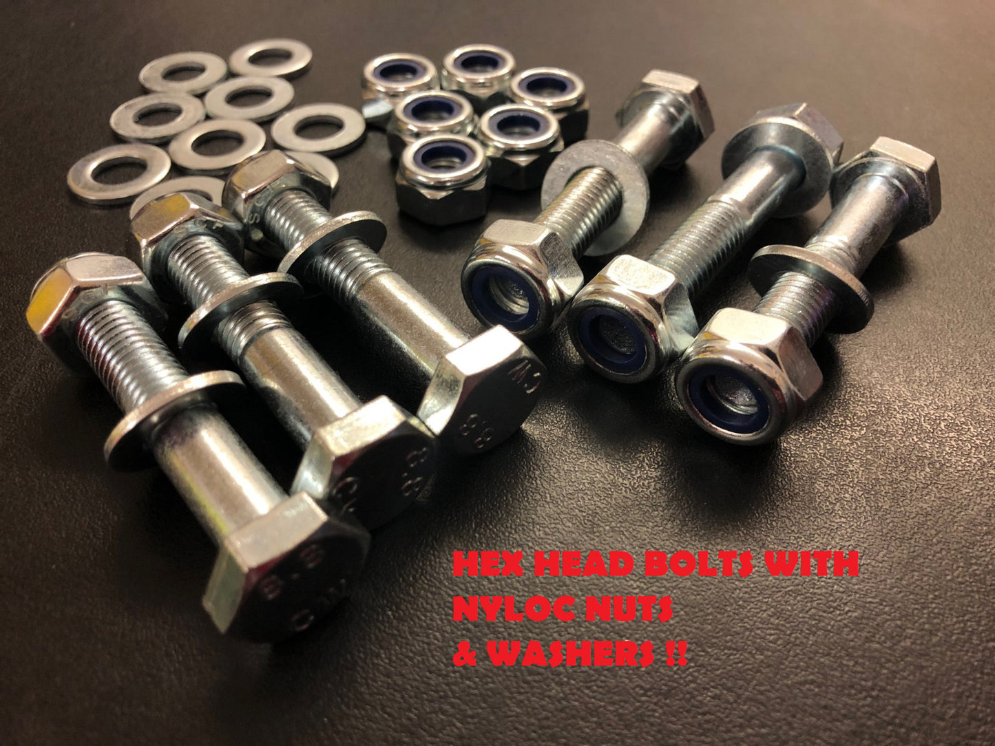 HEX HEAD BOLTS WITH NYLOC NUTS & WASHERS BZP SCREWS M5 M6 M8 M10 M12 M14 M16 M20