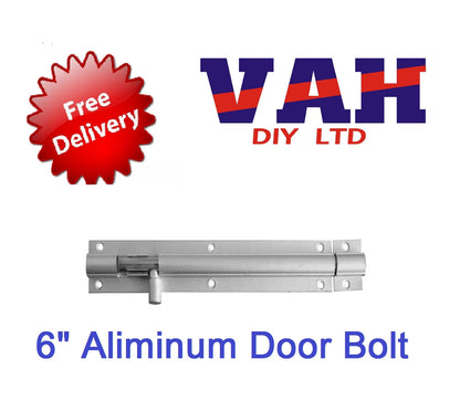 Barrel Bolt Straight 150mm (6in) Aluminium