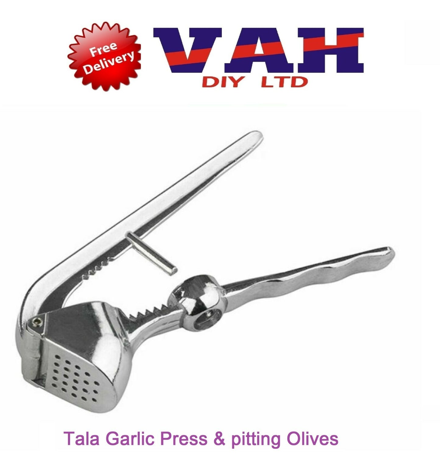 Tala Essential Garlic Press with Cherry & Olive Stoner Silver