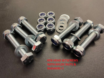 Hex Head Setscrews BZP Fully Threaded Bolts with Nyloc Nuts & Washers M4–M24 8.8