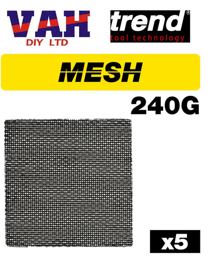 Trend 115mm x 115mm Mesh 1/4 Sanding Sheet 240g 5 Pack