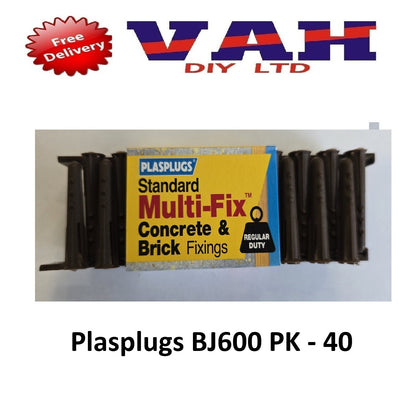 PLASPLUGS Standard - GP600 & Heavy Duty - BJP700 Brown Multi-Fix Wall Plugs