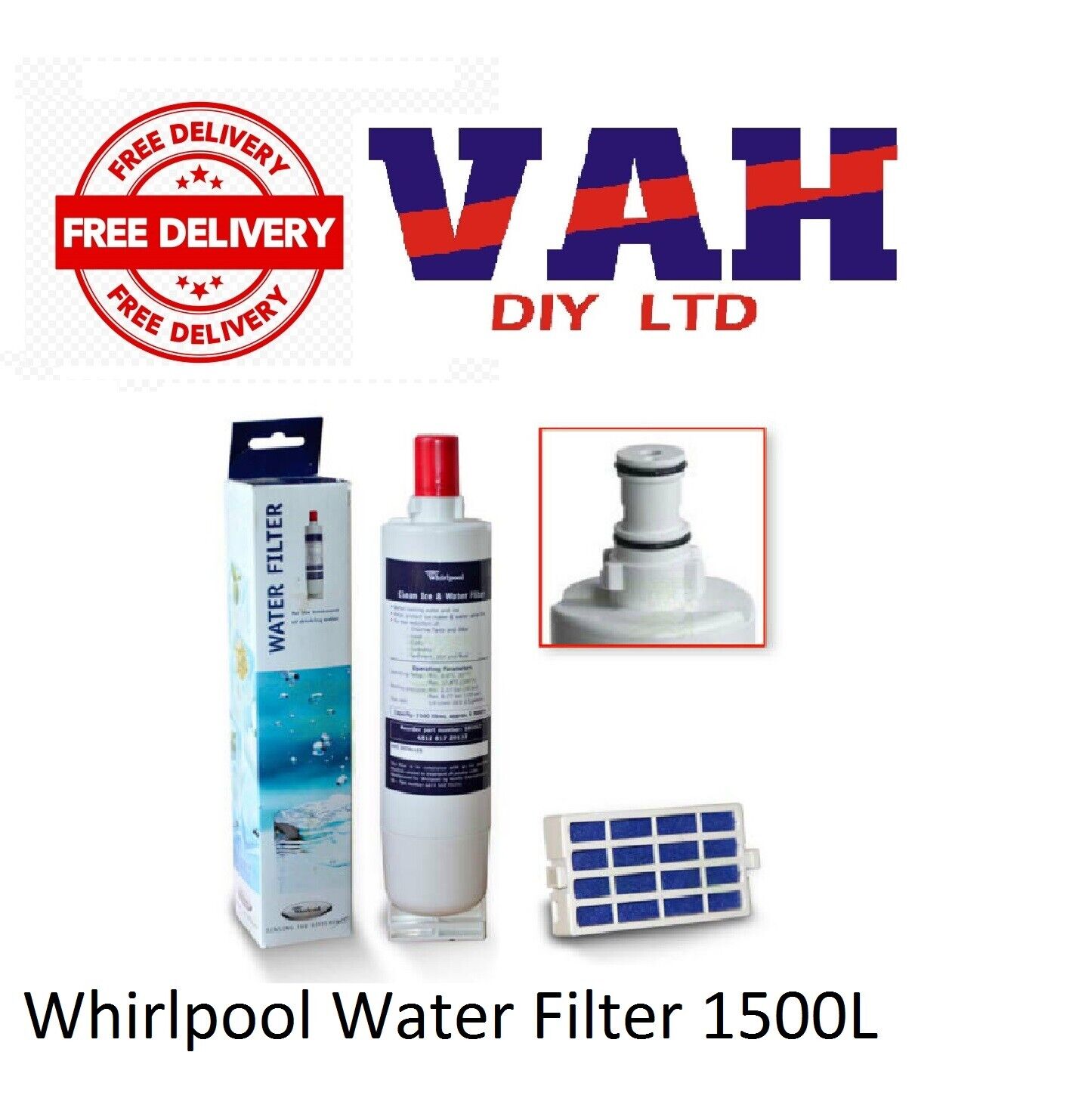 Whirlpool Genuine Fridge Water Filters New  SBS002, Capacity 1500L, Aprox 6month