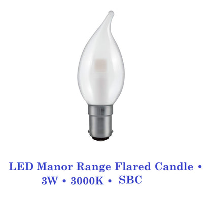 Crompton  3W, Non-Dimmable Manor House Flared Candle Lamp Clear or Opal