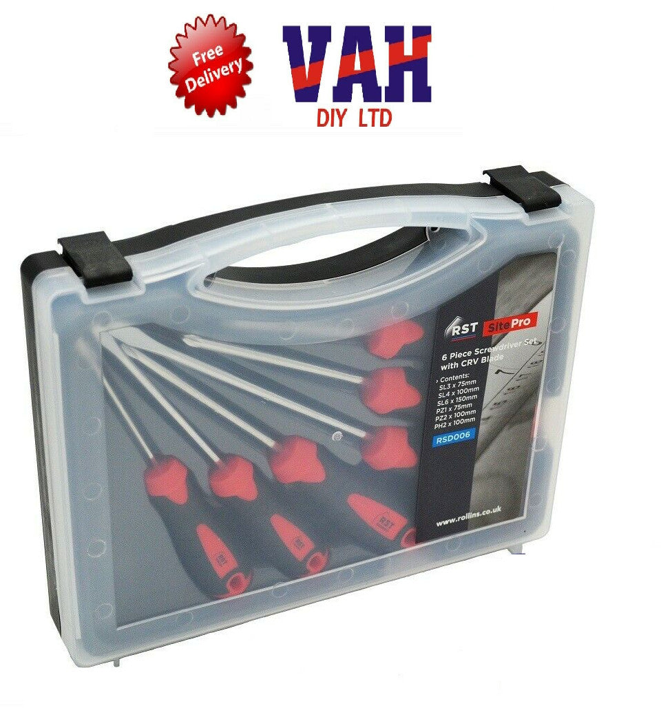 RST RSD006 6 piece professional screwdriver set With CRV Blade- Slot / pozi / ph