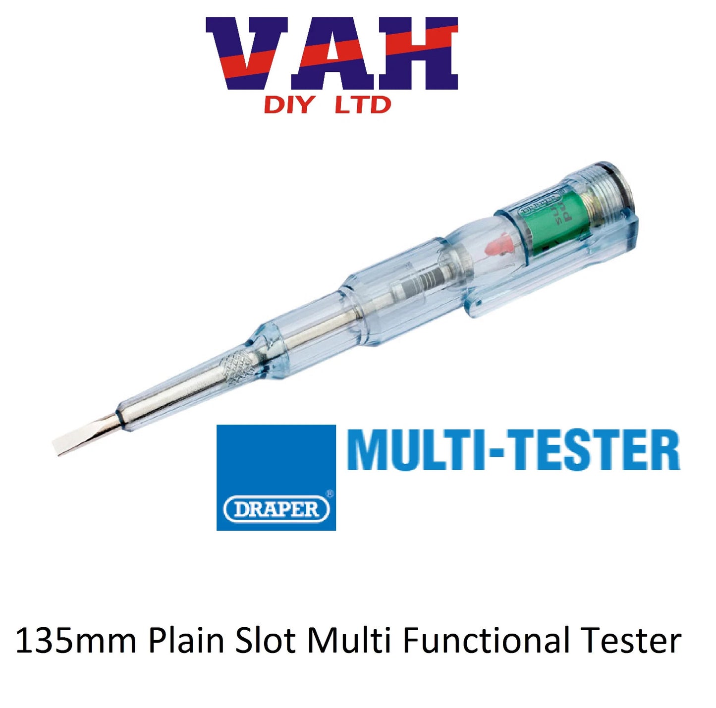 Draper Electricians Multi Function Tester Screwdriver Plain Slot 135mm AC