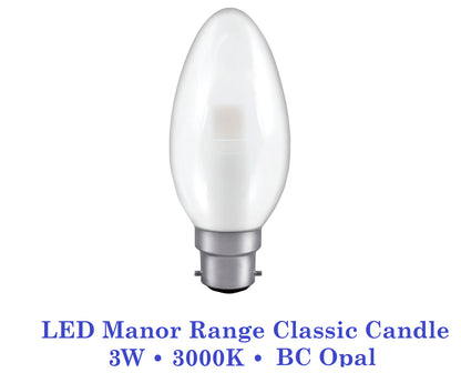 Crompton  3W, Non-Dimmable Manor House Candle Lamp Clear or Opal