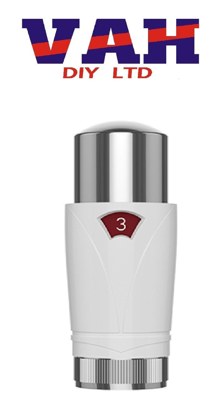 Pro Plus Radiator Angled Valve TRV 15mm - White & Chrome or Head