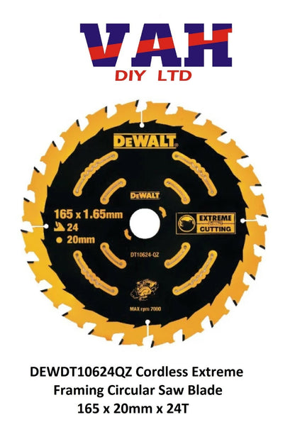 Circular Saw CUTTER 165 x 20mm x 24T DeWalt Cordless Extreme Framing