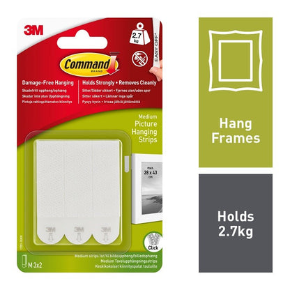 3M Command Picture Hanging Strips Medium 2.7kg 3pk (28x43cm) (17201-3)