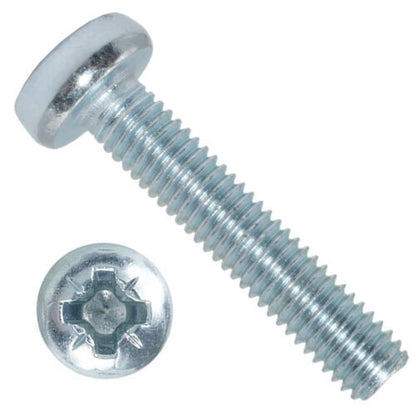 POZI PAN MACHINE SCREWS BZP WITH NYLOC NUTS & WASHERS M3 M4 M5 M6 M8.