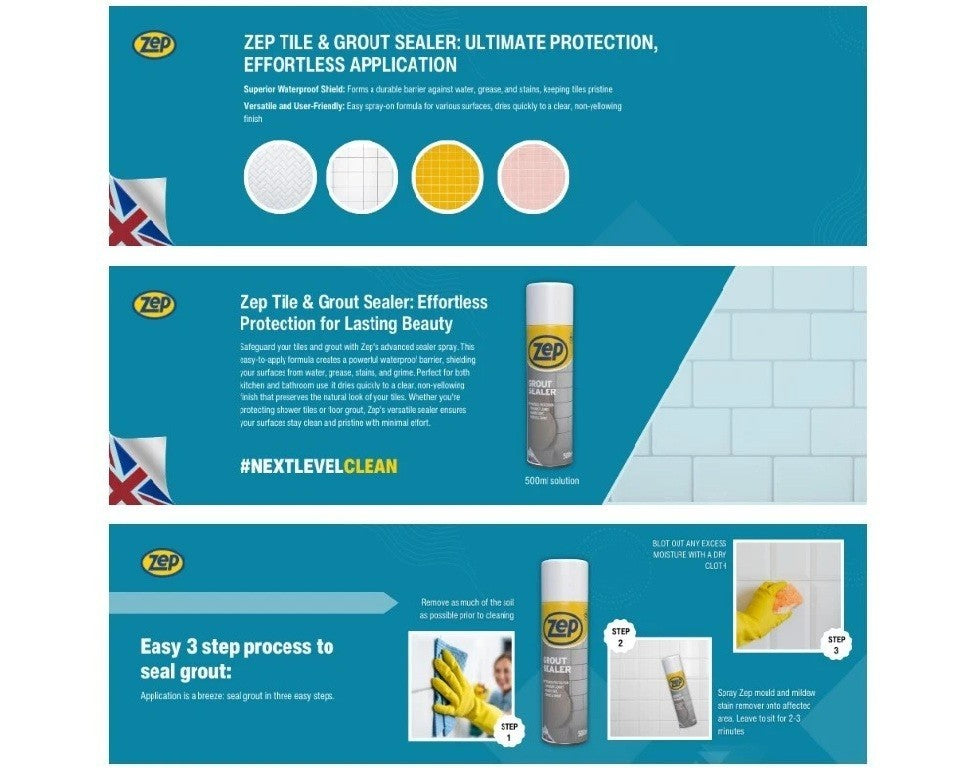 Bathroom Shower Tile and Grout Sealer Waterproofer Protector Spray Zep 500ml