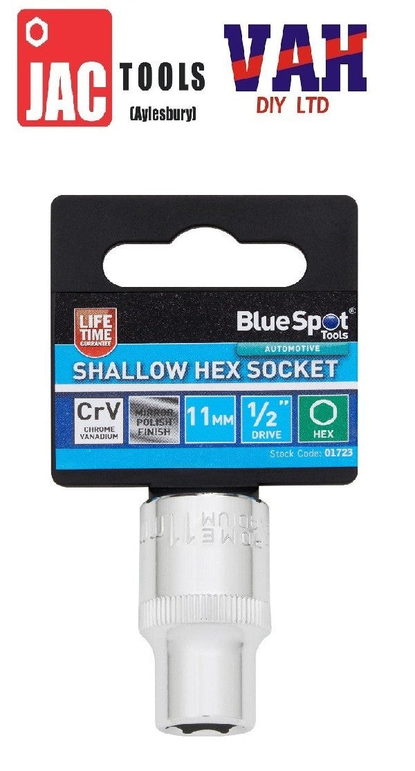 BlueSpot Deep Socket 1/2" Drive 6 Point Hex Individual Chrome CrV Choose Size