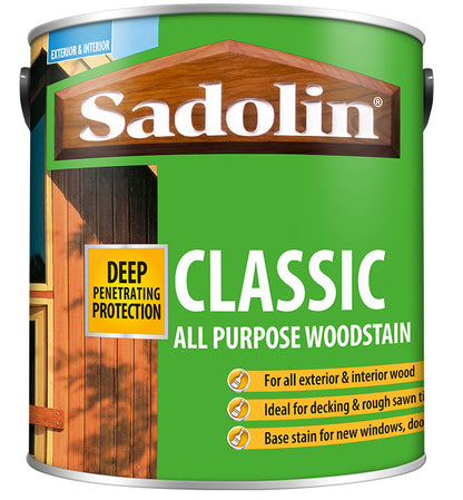 Sadolin Classic or Extra Woodstain 1 litre or 2.5 Litre All Colours available.