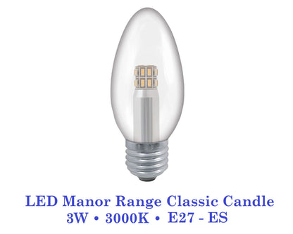 Crompton  3W, Non-Dimmable Manor House Candle Lamp Clear or Opal