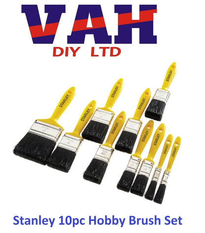 Hobby Paint Brush 10 Set Stanley STAHOBBY10 12mm-76mm Assorted DIY Paint Brush